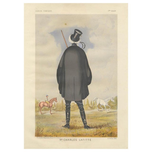 After Bisetzky, French Belle Époque Racing Caricature of Mr. Charles Lafitte, Chromolithograph, 1884 For Sale - Image 10 of 10