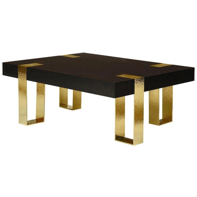 Black Oak & Hammered Brass Aristide Coffee Table From the Madeline Stuart Collection For Sale - Image 8 of 8