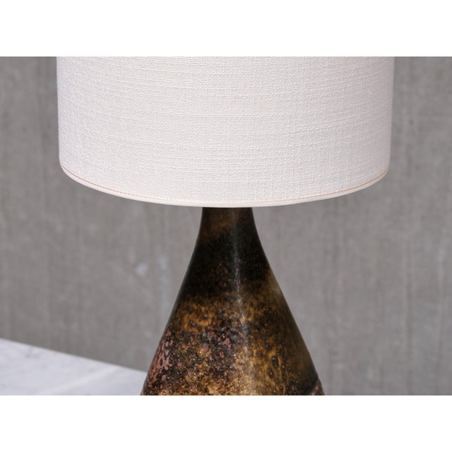 Textile Textured Stoneware Table Lamp by Stig Lindberg for Studiohanden Gustavsberg, 1950s For Sale - Image 7 of 11