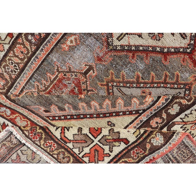 Beautiful Antique Persian Bakhitari Rug in Diamond Patten in Gray & Multi Colors 4'1 X 7 For Sale - Image 12 of 13