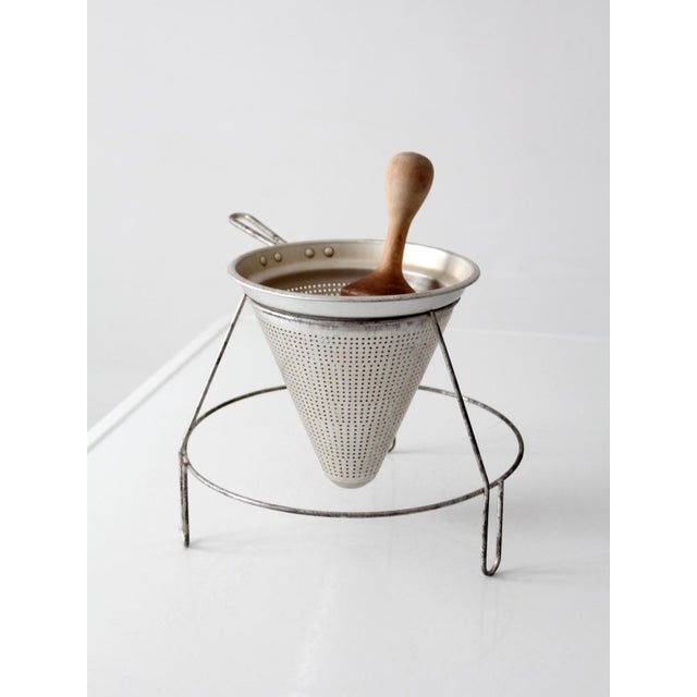 Mid-Century Conical Strainer Set With Stand and Wooden Pestle For Sale - Image 9 of 13