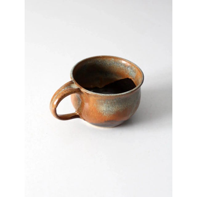 Brown Vintage Studio Pottery Mug For Sale - Image 8 of 11