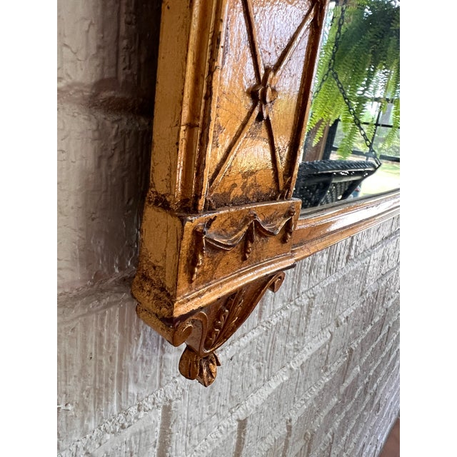 French Louis XVI Style Giltwood Trumeau Mirror 45” H X 27” W For Sale - Image 10 of 12