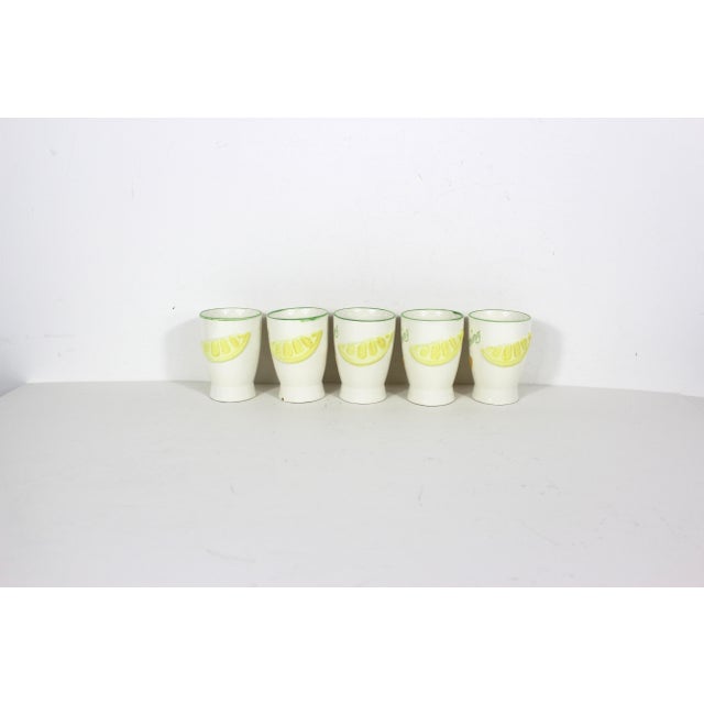 Ceramic 1950’s Ceramic Orange Juice Cups Set of Five For Sale - Image 7 of 13