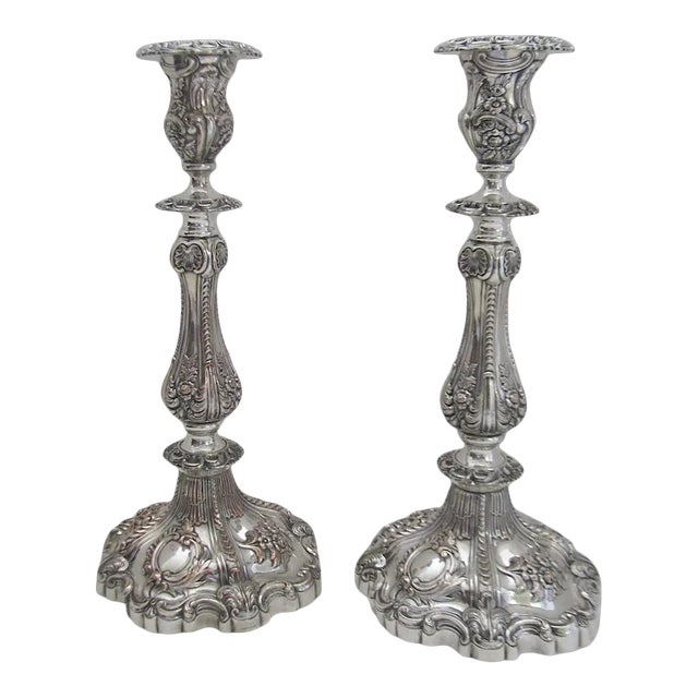 English Sheffield Candlesticks - A Pair For Sale