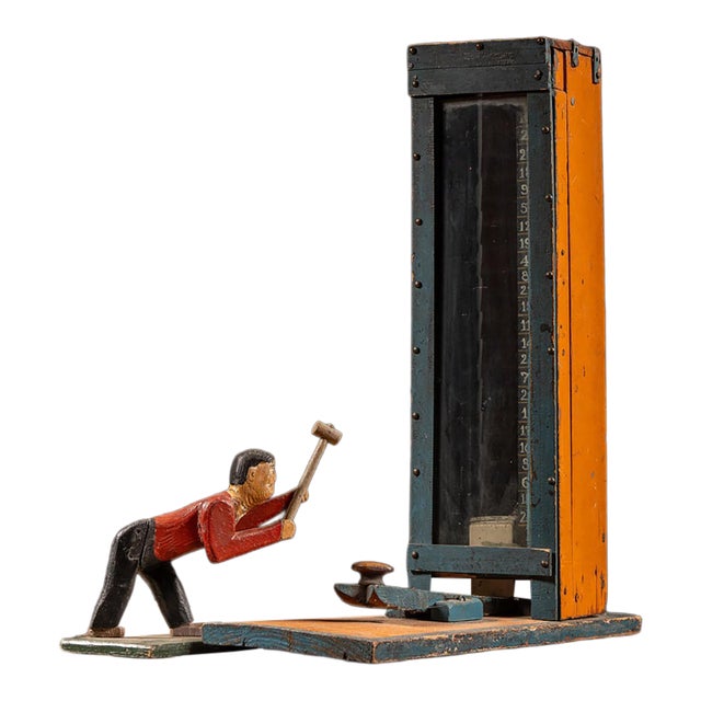 Antique "High Striker" Folk Art Tabletop Carnival Game For Sale