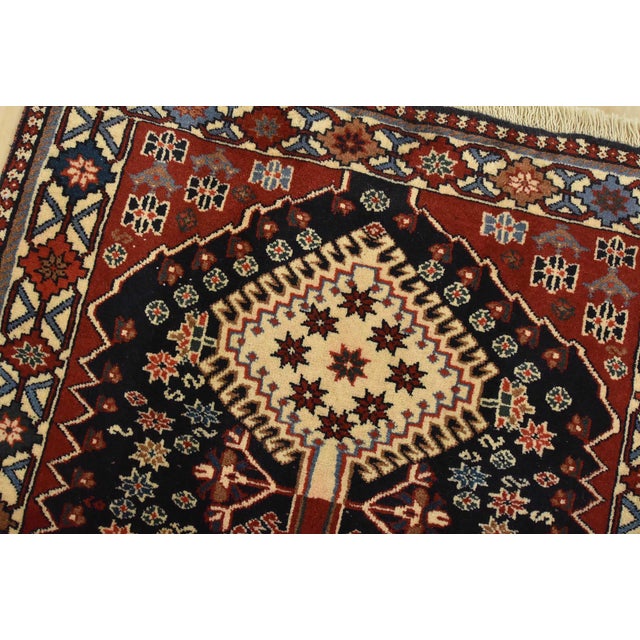Yalameh Rug 2’9” X 4′ Blue Wool Vintage Tribal Hand-Knotted Oriental Carpet For Sale In Philadelphia - Image 6 of 10