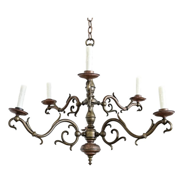 19th Century Traditional Brass Chandelier For Sale