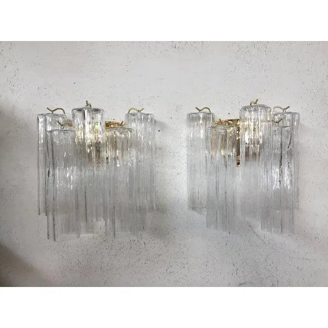 Venini Style Murano Glass "Tronchi" Wall Sconces - a Pair For Sale - Image 4 of 7