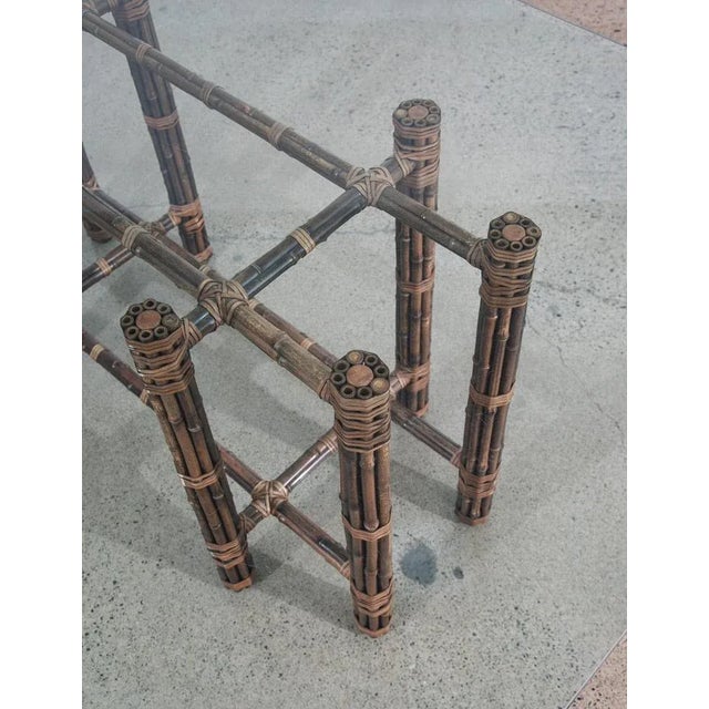 1960s Mid Century Modern Dining Table Glass McGuire Bamboo Organic For Sale - Image 11 of 12