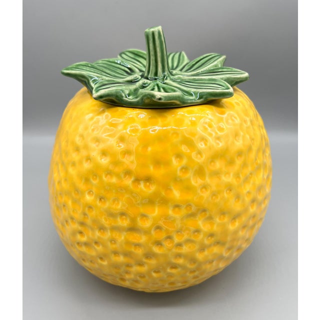 Vintage McCoy Lemon Ceramic Jar With Leaf Lid – Mid-Century Kitchen Decor / Whimsical Farmhouse / Country Cottage For Sale - Image 10 of 12