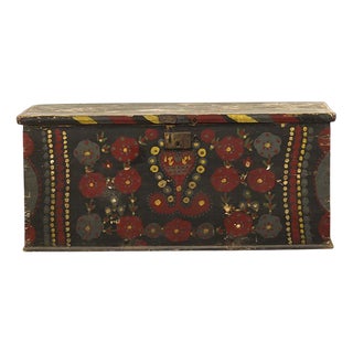 Painted Folk Art Bridal Chest For Sale