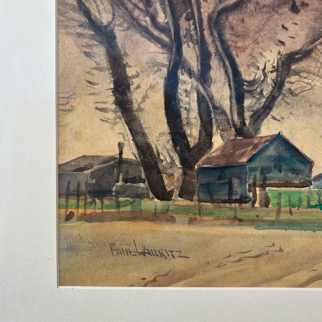 Paul Lauritz Original Watercolor - Rural Landscape With Bare Trees, Early-Mid 20th Century For Sale In Los Angeles - Image 6 of 10