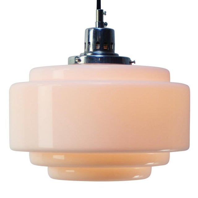 Opaline glass pendant light metal top, 2 meter black cotton wire depending on destination, all our lights are rewired and...