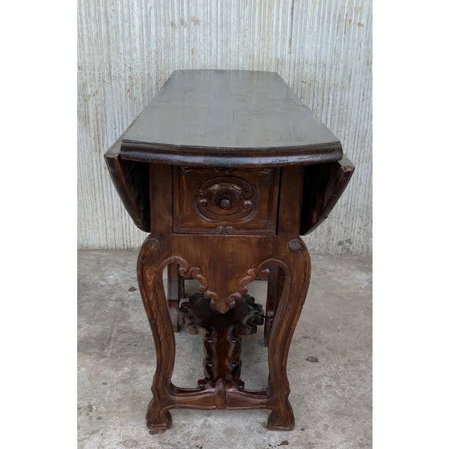 18th Century Carved Oak Gateleg Oval Table with Drawers and Lyre Legs For Sale - Image 18 of 18