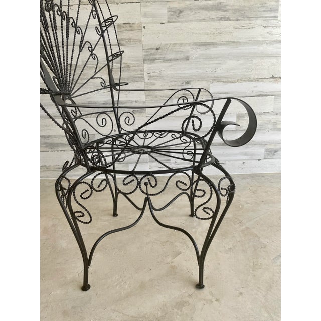 Metal Peacock Iron Patio Chairs For Sale - Image 7 of 11