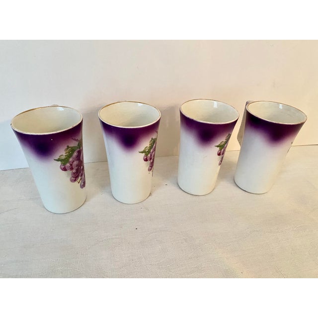 Ceramic Antique Dresden China Grape Motif Mugs - Set of 4 (C. 1890- 1915). For Sale - Image 7 of 12