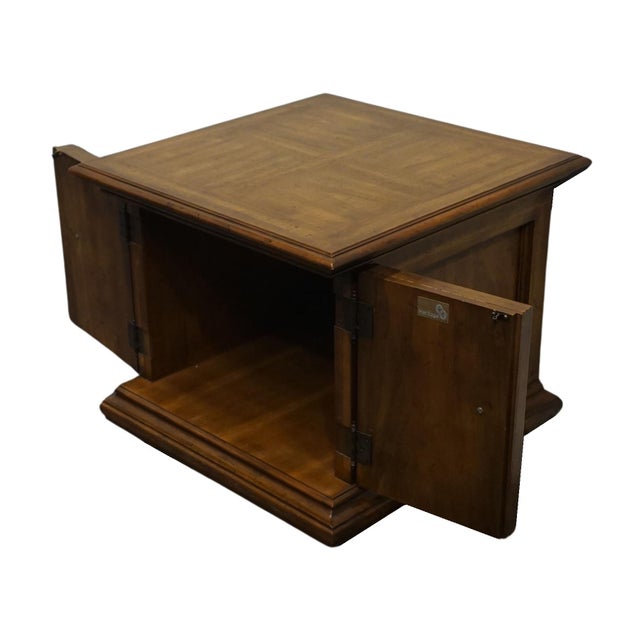 Brown Heritage Furniture Solid Walnut Italian Mediterranean Style 26" Square Accent Storage End Table For Sale - Image 8 of 12