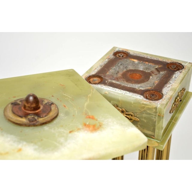 Gold Antique French Onyx and Brass Plant Stand Column, 1900s For Sale - Image 8 of 11