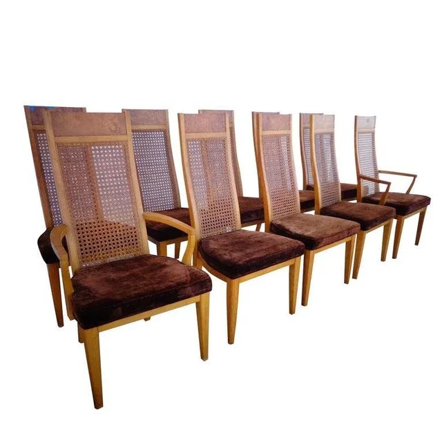 Lane Furniture (1) Lane High Back Cane Burl Dining Chairs 8 Available For Sale - Image 4 of 13