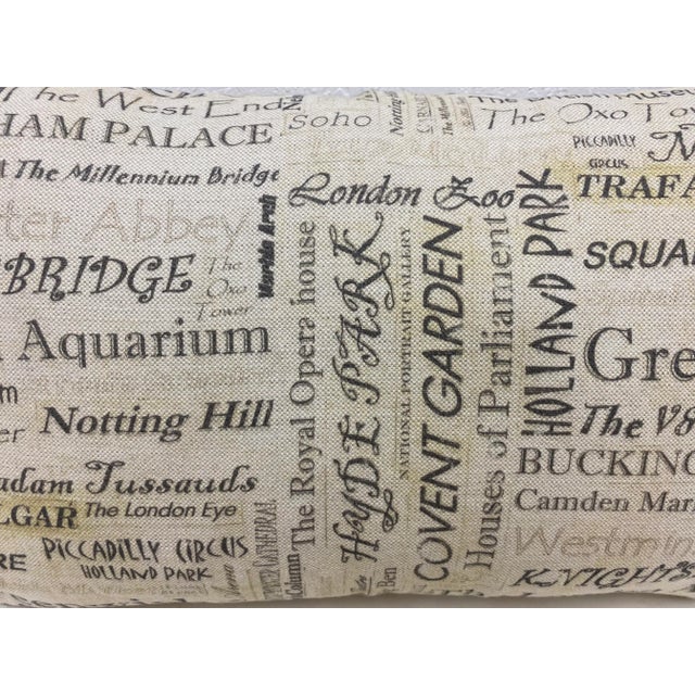 Large Bolster Pillow Plastered With the Names of London's Most Popular Tourist Attractions - Made in Uk. For Sale In Dallas - Image 6 of 13