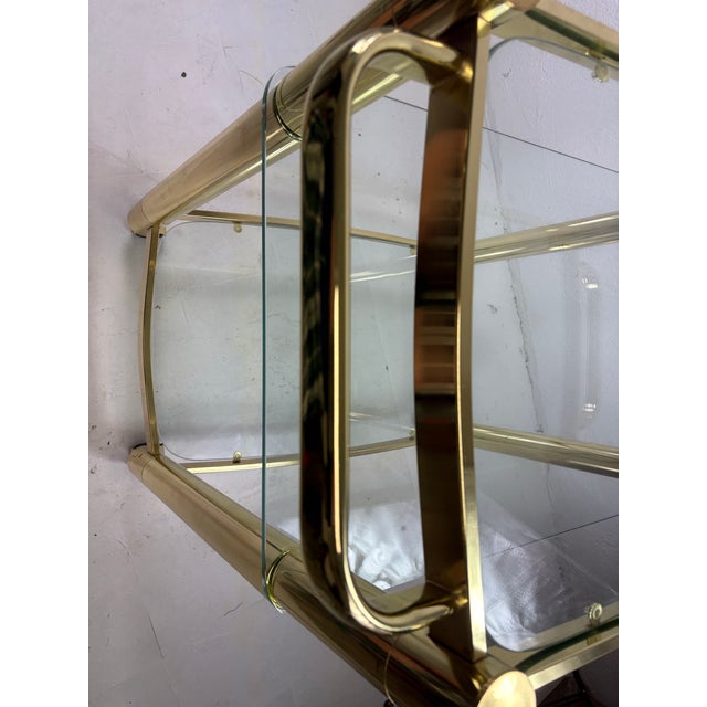 Glass Mid-Century Design Institute of America Brass and Glass Bar Trolley For Sale - Image 7 of 11