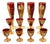 Venetian Murano Tre Fuocchi Glasses with 24k Gold Leaf on Ruby Red Glass, 1920s, Set of 12 For Sale