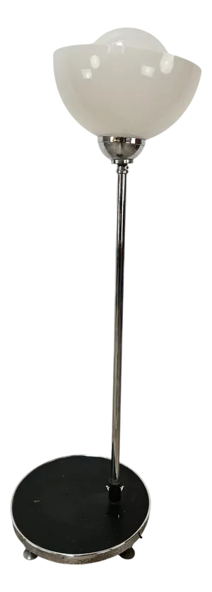 Mid-Century Floor Lamp in Metal and White Glass, 1970s