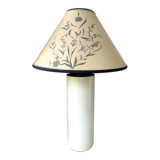 Vintage Midcentury Walter Von Nessen Tall White Enameled Column Table Lamp For Sale