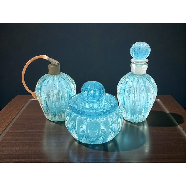 Bullicante Murano Glass Toiletry Set from Barovier & Toso, 1970s, Set of 3 For Sale - Image 10 of 10
