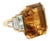 1980s Italian 18k Gold Citrine & Baguette Diamond Architectural Cocktail Ring, Size 6 For Sale