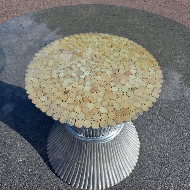 Wood Vintage Italian Postmodern Sculptural Fluted Silver Pedestal Dining Table With Glass Top, Circa 1980s–1990s For Sale - Image 7 of 8