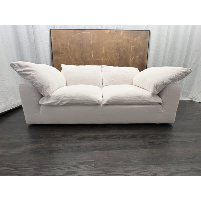 Rh Cloud 7' Luxe Sofa — 2-Cushion | Perennials Performance Textured Linen Weave | White For Sale In Columbus - Image 6 of 18