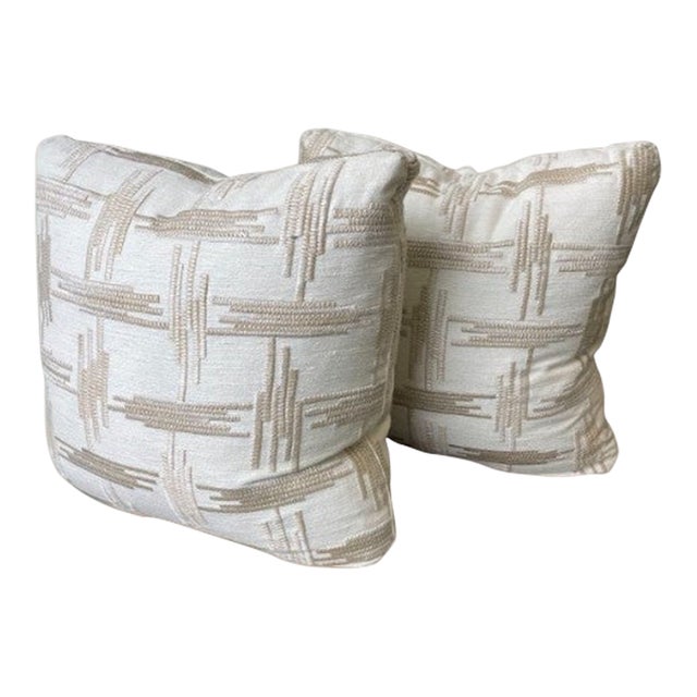 Pair of Elitis Embroidered Pillows For Sale