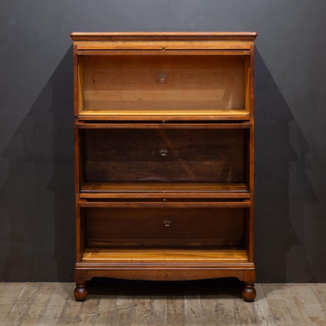 Antique Macey Furniture 3 Stack Lawyer's Bookcase With Ball Feet c.1920 For Sale - Image 4 of 13