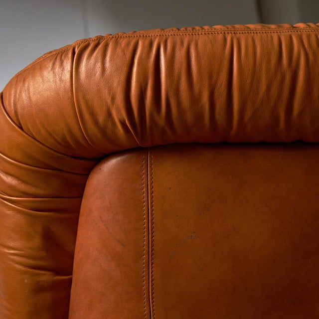 Brown Leather Sofa and Lounge Chairs, 1970s, Set of 3 For Sale - Image 18 of 18