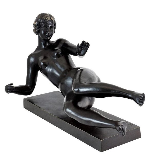 Art Deco Style Modern Sculpture, Patinated Bronze For Sale - Image 3 of 7