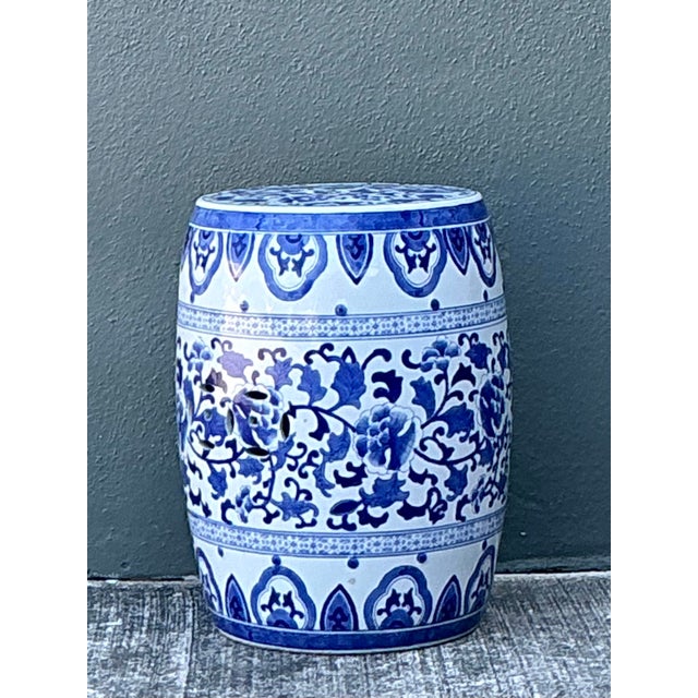 Vintage Asian Glazed Ceramic Garden Stool For Sale - Image 4 of 12