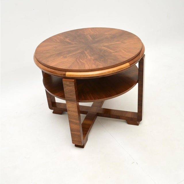 Mid-Century Modern Large Art Deco Coffee Table in Figured Walnut, 1930s For Sale - Image 3 of 9