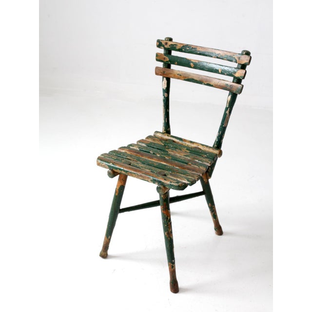 American Antique Green Painted Rustic Adirondack Chair For Sale - Image 3 of 17