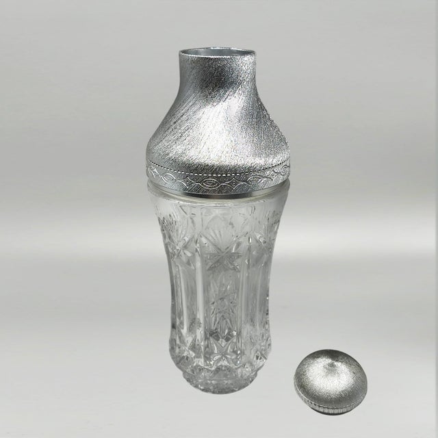 1960s Mid-Century Italian Cut Crystal and Brushed Metal Cocktail Set by Arir, 1960s, Set of 2 For Sale - Image 5 of 8