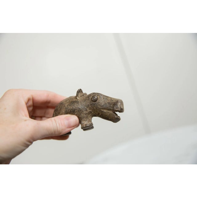 Vintage African Bronze Hippo For Sale - Image 4 of 7