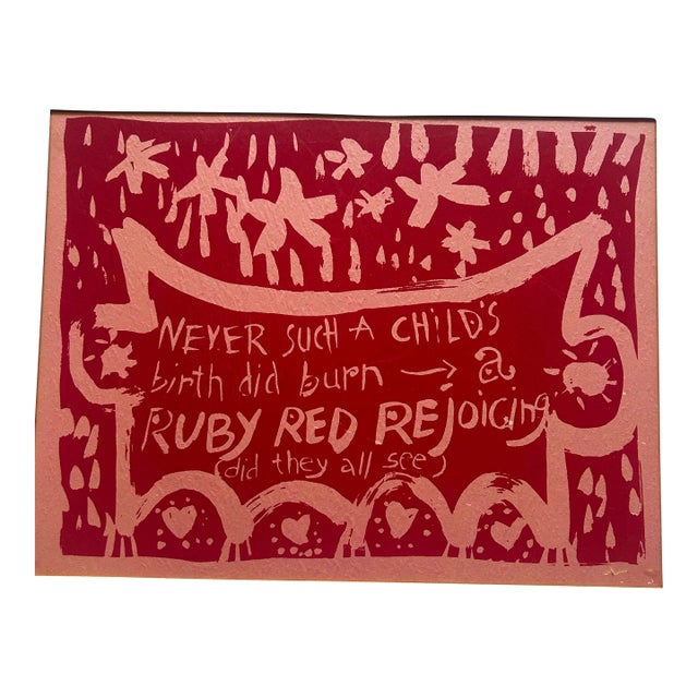 1960’s Original Pop Art Serigraph Silk Screen Print Folk Art Words For Sale