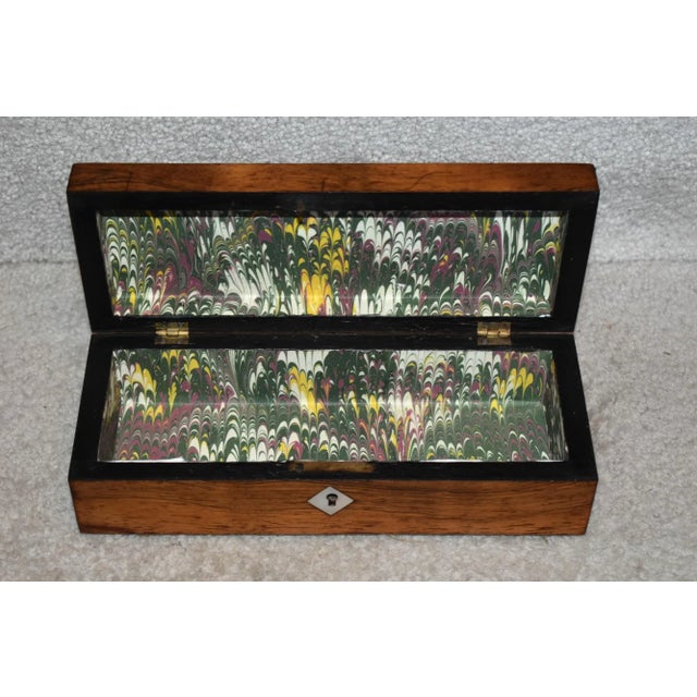 Antique Rosewood Rectangular Trinket Box W/Mother of Pearl Inlay For Sale In Philadelphia - Image 6 of 13