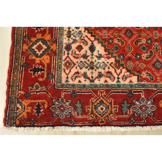 Bidjar Rug 5’1” X 9’7” Red Wool Semi-Antique Tribal Hand-Knotted Carpet For Sale - Image 11 of 14