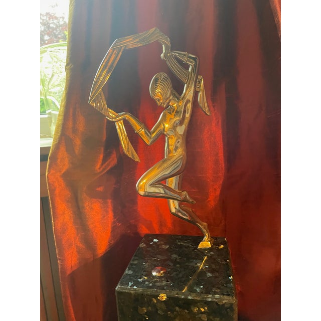 Janlé, Nude Figurative Composition, 1920s, Bronze, Chrome Plating & Granite For Sale - Image 4 of 15