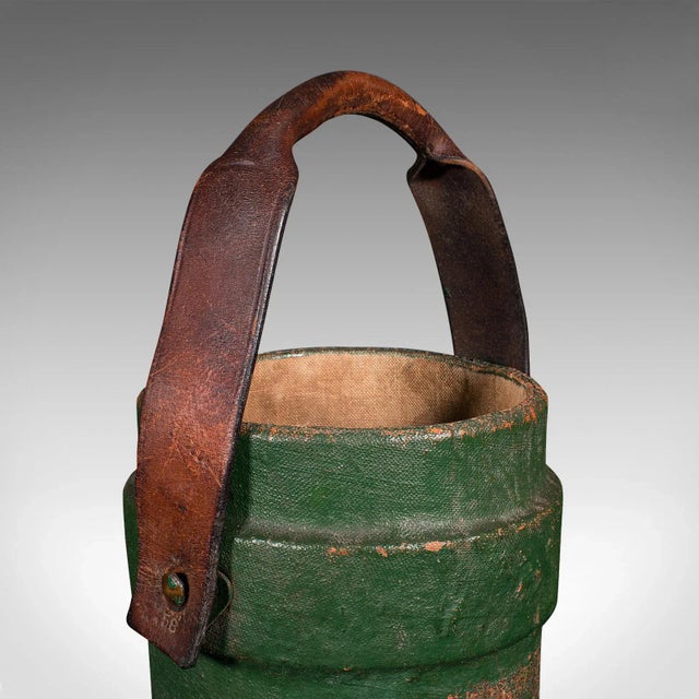 Textile 1900s Victorian Antique Household Carry, English, Canvas, Leather, Storage Bucket For Sale - Image 7 of 11