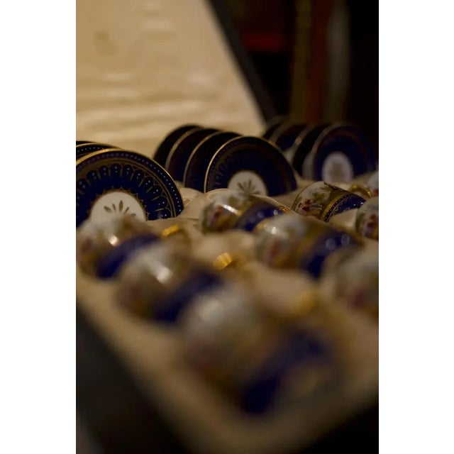 Blue 19th Century Painted Porcelain Cups and Saucers, Set of 24 For Sale - Image 8 of 9