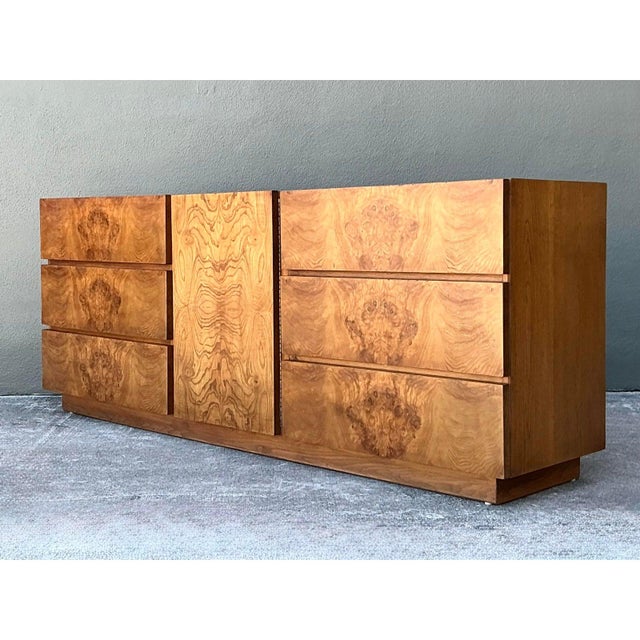 Vintage Lane Book Matched Burl Wood Credenza For Sale In West Palm - Image 6 of 10