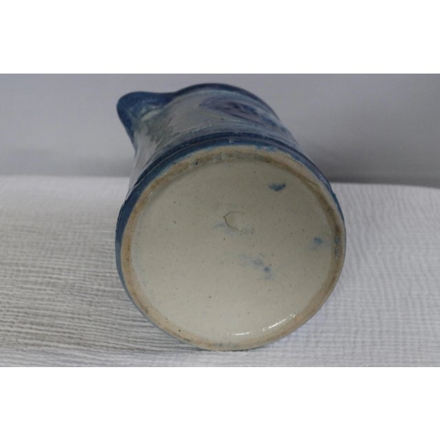Blue & White Antique 19th Century Stoneware Jug With Embossed Cows For Sale - Image 11 of 12